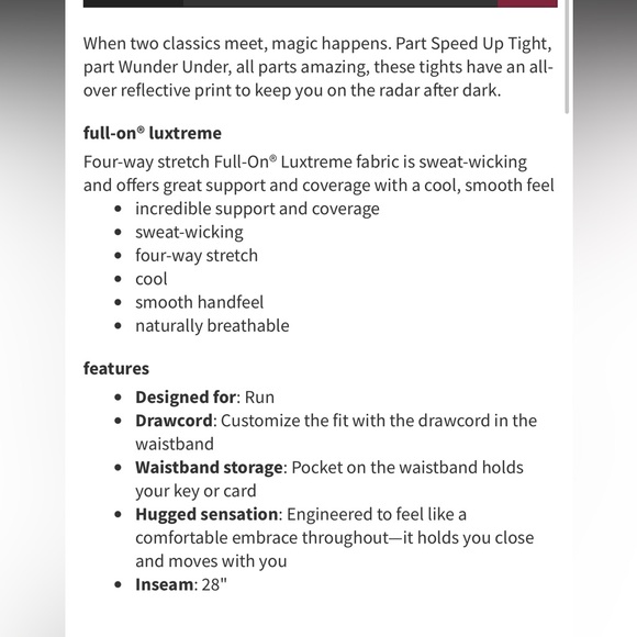 Lululemon Wunder speed reflective detailed 28” leggings sz 6 - Picture 4 of 12